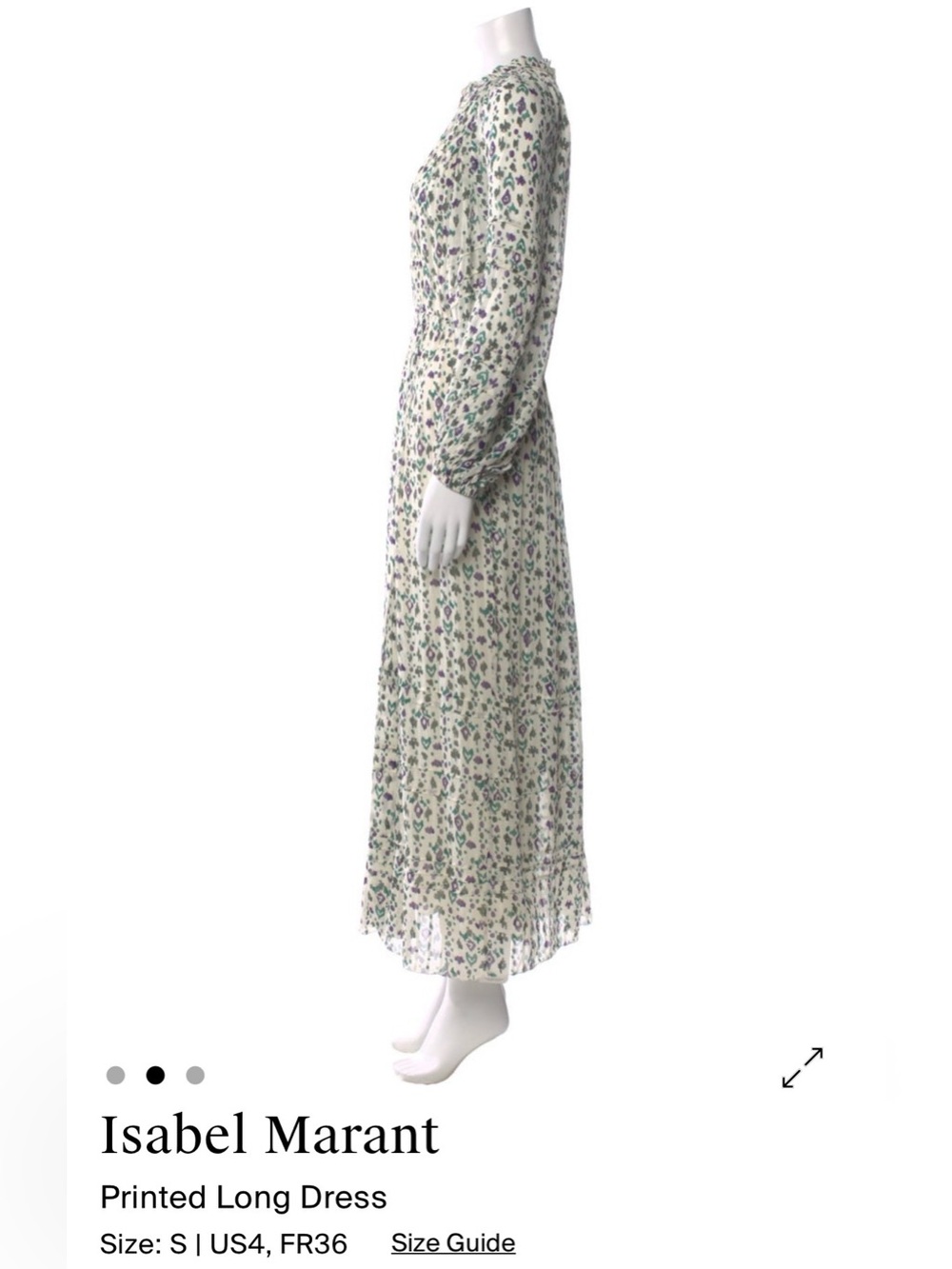 Isabel Marant Cream Maxi Dress with Green and Purple Floral Print - Picture 3 of 9